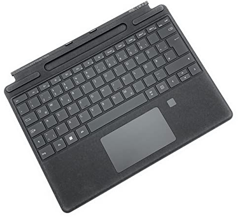 Microsoft Surface Pro Keyboard Signature mit Fingerabdruckleser (für Surface Pro 8, 9, X) (QWERTZ Deutsch) Schwarz (Generalüberholt)