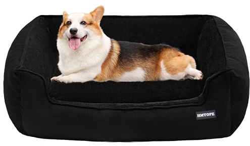 HMTOPE Hundebett, Hundesofa, Hundekissen, Hundekörbchen Abnehmbar und waschbar, Schwarz, 90 x 75 x 25 cm