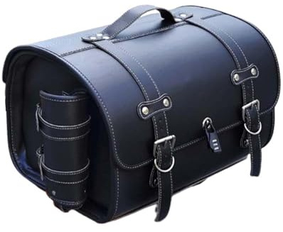 DIALFA Motorrad Hecktasche für Honda Rebel 1100 CMX CMX1100 CM1100, Leder wasserdichte Retro Motorrad Pannier Satteltasche Reisetasche Große Kapazität Gepäckträgertaschen,A Black