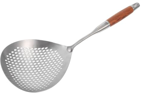 LIFKOME Küchensieb mit Holzgriff 304 Langlebig für Braten Schöpfen Nudeln Ergonomisch