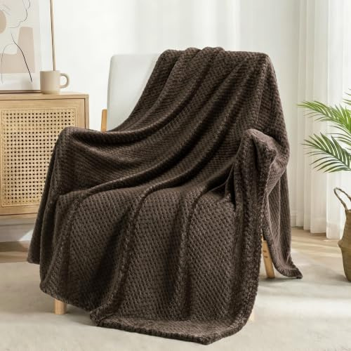 Exclusivo Mezcla Decke Kuscheldecke Flauschig 130x170 cm Fleecedecke | Sofadecke Tagesdecke Wohndecke, Waffelmuster, Bettüberwurf, Bett, Sofa, Leicht, Weich, Warm, Maschinenwaschbar, Kaffee
