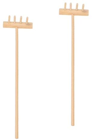 SUPVOX Lot de 2 Mini Râteaux en Bambou 14 Cm pour Jardin Zen et Bac à Sable, Outils de Jardinage Décoratifs à 4 Dents, Accessoires Écologiques pour Bureau et Détente