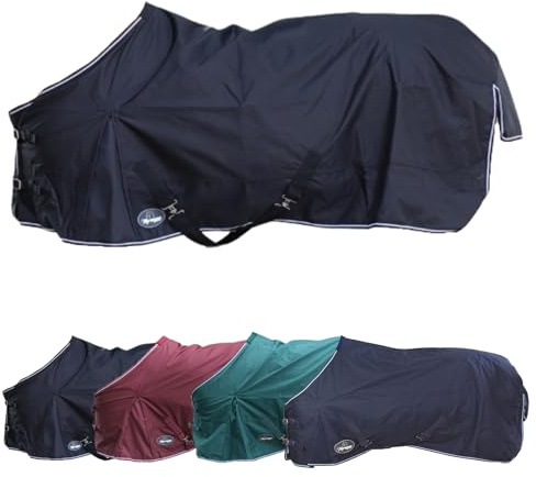 Marengos - Regendecke 600D Comfort – Schwarz – 155cm | Pferdedecke mit Innenfutter – ideal als Weidedecke – wasserdicht & atmungsaktiv – Kreuzgurte, Gehfalten & Schweiflatz