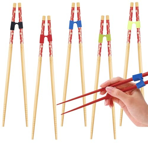 5stk Trainings-Essstäbchen-Hilfen für Kinder Erwachsene, Wiederverwendbar Essstäbchen-Trainer-Set Rutschfest Hilfsmittel für Anfänger Senioren Asiatisches Essen Lernen