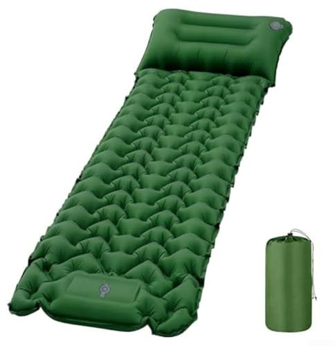 Ergonomisk självuppblåsande sovdyna med fotpump lätt och bärbar för campare (marinblå)