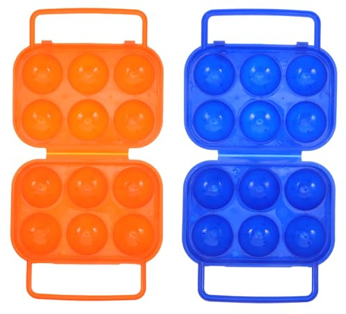 Porta Huevos para Nevera de Plástico, 2 Piezas, 6 Compartimentos | Cierre Seguro, Diseño Ligero y Compacto, para Camping y Senderismo, Almacenamiento Ordenado en Cocina