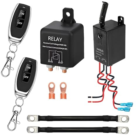 WOODGUILIN 12V 200A Drahtloser Ferngesteuerter Batterie Trennschalter Auto | Batterietrennschalter mit Abschaltung Batterie Kill Switch für Auto RV LKW Boot (12V 200A)