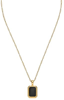 Purelei Midnight Kette Herren – wasserfest & verstellbar | Edelstahlkette mit rechteckigem Anhänger & schwarzem Inlay | Minimalistisches Statement-Piece für jeden Tag