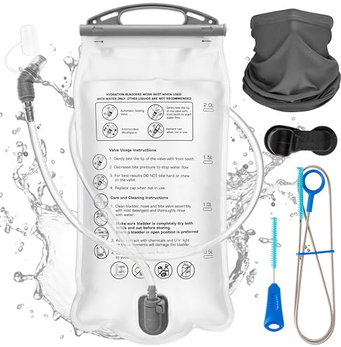 Wood Homing 2L Trinkblase Set – Hydration Bladder BPA Frei Auslaufsicher mit Magnet Schlauch Clip Reinigungsbürste Trinksystem Wasserbeutel für Wandern Radfahren Laufen Camping