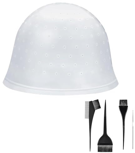 GVSS Bonnet Meches Cheveux Homme en Silicone avec 3 Pinceaux de Teinture | Application uniforme sans débordement,Lavable réutilisable,Poignées ergonomiques prise confortable,Coloration cheveux précise
