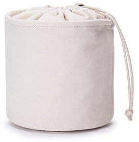YONBEN Organizador de bolso alto para mujer, de lona, redondo, organizador de cosméticos, bolsa redonda para maquillaje (Beige, S)