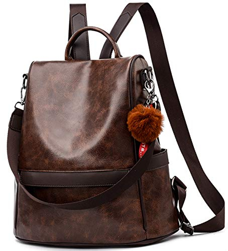 ECOTISH Damen Soft PU Leder Rucksack Handtasche Schultertasche All in One Multifunktions Anti Diebstahl Tasche Wasserdichte Rucksack (Kaffee)