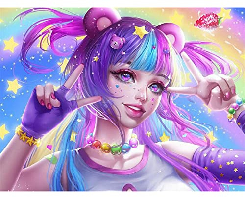 YSCOLOR Diamond Painting Diy Diamond Broderi Japan Anime Girl 5D Diamantmålning Full Diamond Mosaic Picture Rhinestones Cross Stitch Home Decoration 30X40cm