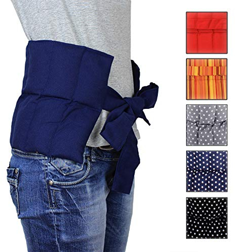 Almohada de Grano Grande con Cintas, Cojín Térmico Relleno de Trigo, Almohada de Grano de Riñón para Calentar y Enfriar para Microondas, Horno y Congelador (azul)