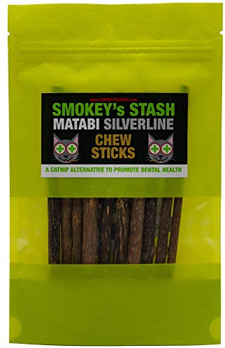 Smokey's Stash 10 Catnip Alternative for Cats Matatabi Silvervine Sticks for Clean Teeth Potent chew Toy