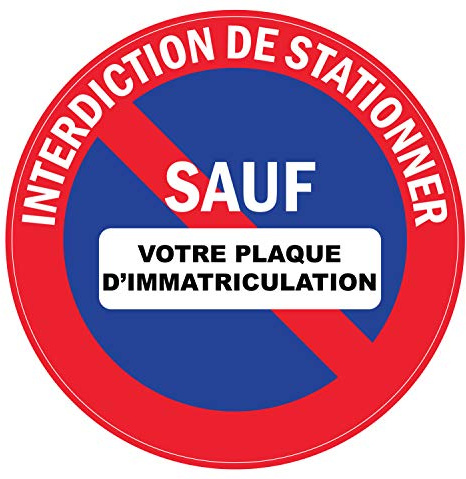 Panneau Rigide Interdit de stationner Diamètre 15x15cm épaisseur 3mm