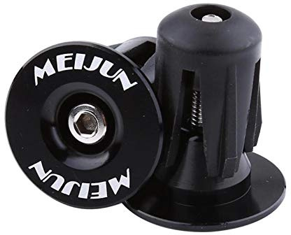 Alomejor 2 Stück Fahrrad Lenker Endstopfen Bunte Aluminiumlegierung Bike Bar Grip Plug Fahrradlenker Endkappen für Mountainbike Rennrad(schwarz)