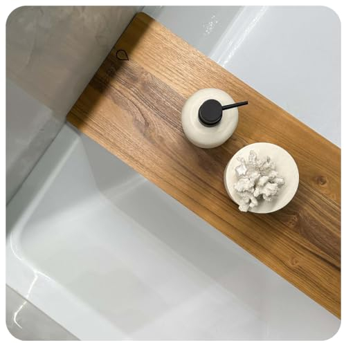Zeek Bathtub Caddy Tray Solid Natural Wood Bath Board Charcuterie Serving Platter Housewarming Gift