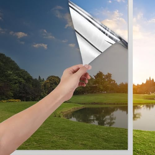 Fenster Spiegelfolie Blickdicht Außen UV Folie Fenster Hitzeschutz 90x200cm, Sonnenschutzfolie Fenster innen, Thermofolie Fenster gegen Hitze, Fensterfolie Sonnenschutz