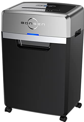 BONSEN Heavy Duty Paper Shredder, 24-Sheet Cross-Cut Shredder, 40-Min Continuous Running Time, Commercial Grade Shredder for Office, 9-Gallon Big Basket, 55dB Super Quiet, P-4 High Security (S3105)