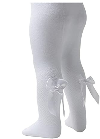 Soft Touch Collants pour bébé fille avec nœuds style espagnol Coton majoritaire, Chevron blanc., 6-12 mois