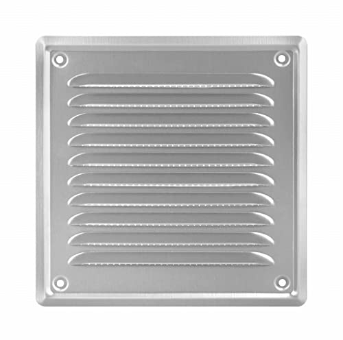 ADGO Rejilla de ventilación para pared, rejilla exterior plana de metal con rejilla atornillada para chimenea, protección contra insectos, resistente a la corrosión, plateada (14x14, acero inoxidable)