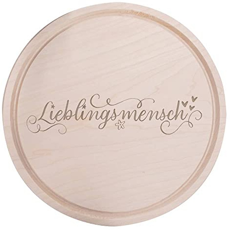 Deitert Frühstücksbrettchen Lieblingsmensch hochwertige Gravur - Holzbrett Geschenk für Valentinstag, Hochzeit, Geburtstag für Frauen/Männer - Schneidebrett Holz Rund, 28 cm Ø