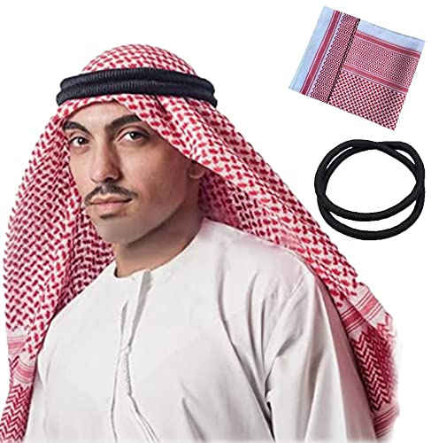 DZOZO Herr arabisk shemagh-halsduk muslimsk hijab pannband East Keffiyeh huvudduk Saudi huvudbonader halsdukar med pannband