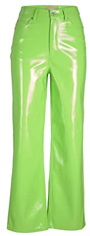 JJXX Jxkenya HW - Pantaloni in Finta Pelle, Verde Flash/Dettagli: Lucido - Lungo, M Donna