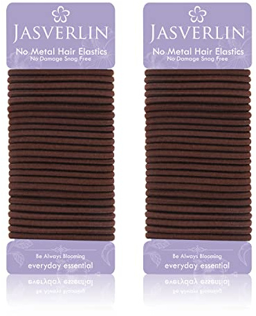 JASVERLIN Elastic Hair Ties Ponytail Holders for Thick Texture Women Girls Men Non-Slip Breakage Damage Tangle Free Hair Accessories 4mm 50 Pieces (Auburn)