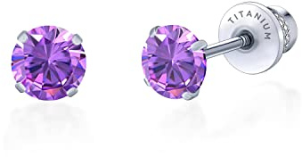Limerencia Hipoalergenicos G23 Pendientes Titanio Mujer, Pendientes con Rosca 20G Helix F136 Piercing Post,5mm Circonio Cúbico para Mujer, Niñas y Adolescentes Orejas Sensibles.