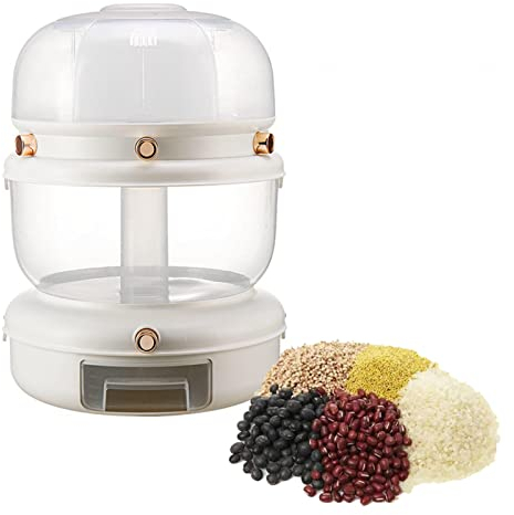 GOOBIX New Double Layer 360° Rotating Rice Dispenser, Rotating Rice Grain Dispenser, with Egg Store Case, for Black Rice Yellow Rice and Other Small Beans Cereal,B