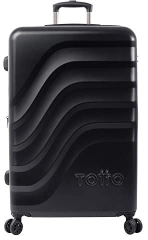 TOTTO - Maleta Rígida Grande, Modelo Bazy+, 50 x 79 x 30.5 cm, Capacidad 100 L, Expandible, Alta Resistencia a Impactos, Ruedas 360º, Manija Telescópica, Correas Internas, Candado TSA, Color Negro