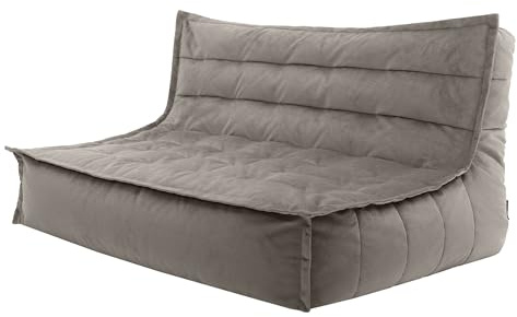 icon Kota Velvet Bean Bag Floor Sofa with Filling Included, 2 Seater, Grey | Made in the UK, Adult beanbag, Boneless Sofa, Plush Matte Fabric, For Lounge and Bedroom