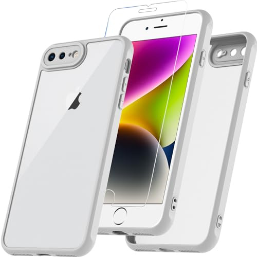 BESINPO Für iPhone 8 Plus Hülle, iPhone 7 Plus Hülle Mit Panzer Schutz Glas, 360° Rundumschutz Stoßfest Handyhülle Robust Case Cover Schutzhülle für iPhone 8 Plus/7 Plus 5.5 Zoll - Grau