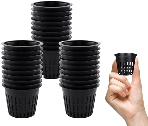 ieron 30 vasi a rete, 5,1 cm, vasi da giardino in plastica per coltura idroponica, cestino a rete per giardino nero