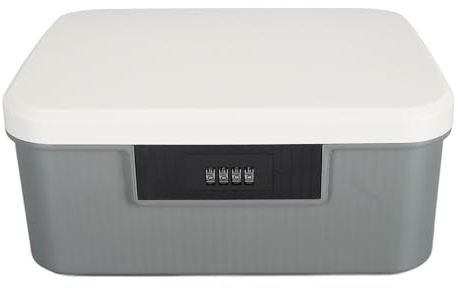 Sichtschutzbox, Abschließbarer Aufbewahrungskoffer mit 9 L Fassungsvermögen, Feuerfeste Dokumenten-Schließbox für Aktengegenstände, Unterteiltes Design (Gray)