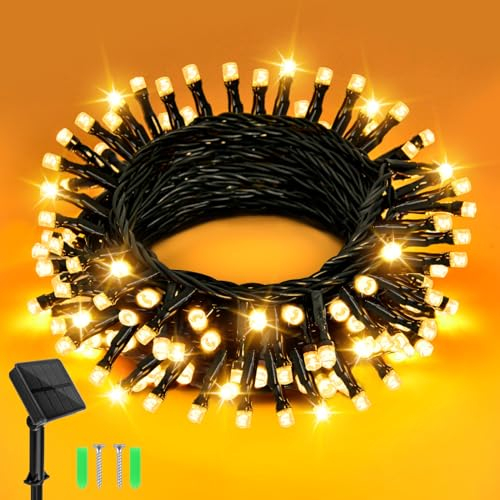 Dalugo Solar Lichterkette Aussen 5M 50 LED Warmweiß Lichterkette Außen Solar 8 Modi IP65 Wasserdicht Solarlichterkette Außen Wetterfest für Garten, Hof, Terrasse, Hochzeit Party Dekorationen