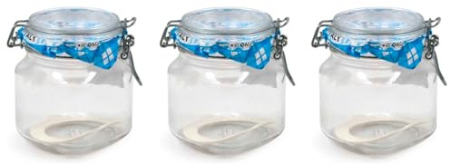 Acan Tradineur - Pack de 3 tarros de Vidrio herméticos Primizie, Incluyen Junta de Goma, Bote, Frasco Multiusos para almacenar conservas, legumbres, Pasta, Galletas - 13 x 10 cm - 750 ml
