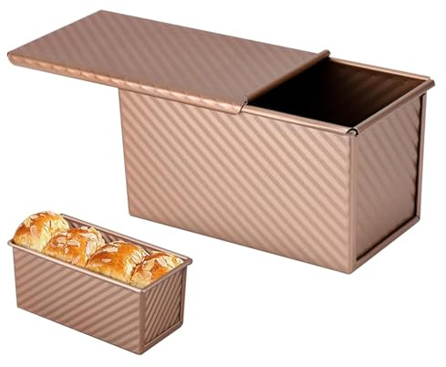 Moule À Pai-n De Mie Moule À Pai-n Antiadhésif Avec Couvercle Pour Gateaux Pâtisserie Marbré Génoise Et Brownies, Moule À Gâteau En Acier Au Carbone Avec Couvercle Coulissant, 21x10x11cm