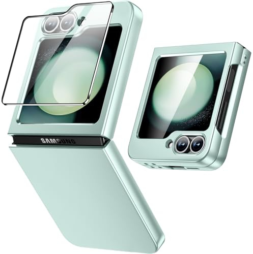 Fewdew for Samsung Galaxy Z Flip 7 FE/Z Flip 6 Case [Not for Z Flip 7] with Back Screen Protector,Support Wireless Charging,Hard PC Ultra-Thin Anti-Scratches Shockproof Protective Cover,Mint Green