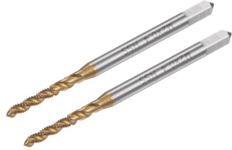 sourcing map Lot de 2 tarauds filetés en spirale M2 x 0,4 H2 avec revêtement en titane M2 en acier rapide pour réparation de machiniste