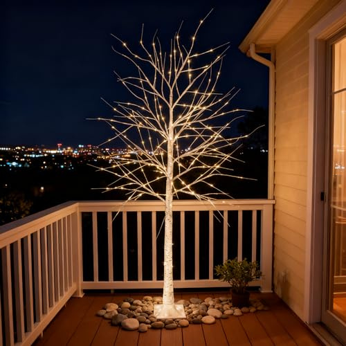 CCLIFE Albero Luminoso da Interno Led Esterno Albero Fatato Lampada Natale,Lampada Albero di Betulla Bianca,Bianco Caldo,IP44,180 cm,200 LED,CushHom
