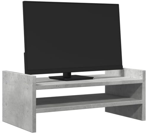 Tidyard Monitorständer Schreibtischaufsatz Monitorerhöhung Bildschirm PC Regal Bildschirmerhöhung Betongrau 50x27x20 cm Holzwerkstoff
