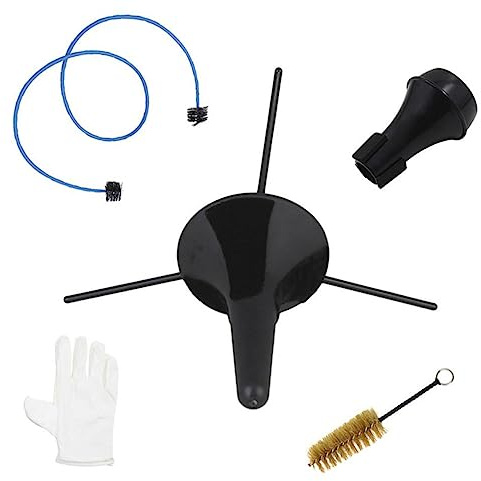 Trompetenreinigungsset 1 Satz Pflegeset mit Ventilbürste | Kunststoff und Metall, Ständer, Handschuh und Dämpfer, zum Säubern Kleiner Ventile