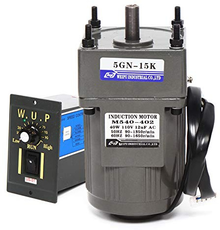 Getriebemotor Elektromotor Wechselstrom 40W 220V, Einstellbarer Getriebemotor Hohe Drehmomente Einstellbarer mit Drehzahlregler, 1: 15 (15 K), 90 U/min