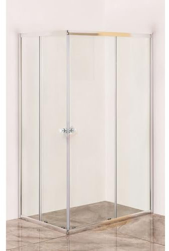 Box Doccia 70x90x185CM in Cristallo Due Porte Acqua Marina - Design Elegante e Funzionale, Telaio in Alluminio Cromato, Apertura Scorrevole con Rulli Ottonati e Pomelli in Plastica
