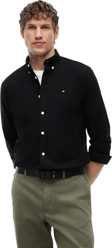 Tommy Hilfiger Chemise Homme Oxford Shirt Manches Longues, Noir (Black/Black Solid), M