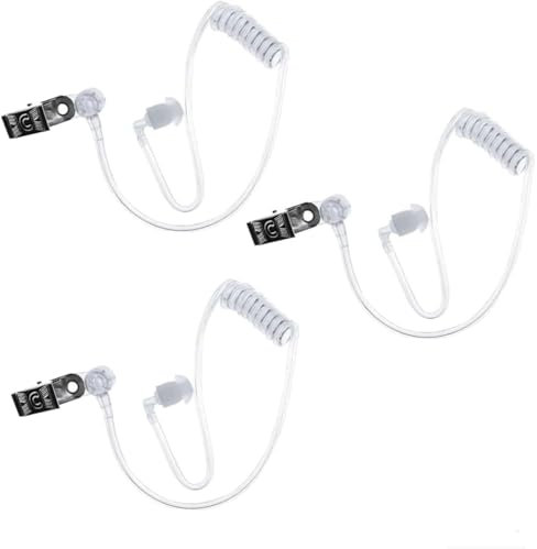 3PCS Tubo Acustico Aria Sostitutivo per Cuffie Radio Bidirezionali, Tubo Audio a Spirale Trasparente con Auricolari Morbidi, Accessorio per Walkie Talkie,Facile Installazione, Riduzione del Rumore