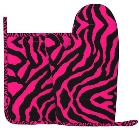 Zebra Tiger Leopard Red Silicone Oven Gloves And Pot Mat Kitchen Cooking Barbecue Oven Gloves